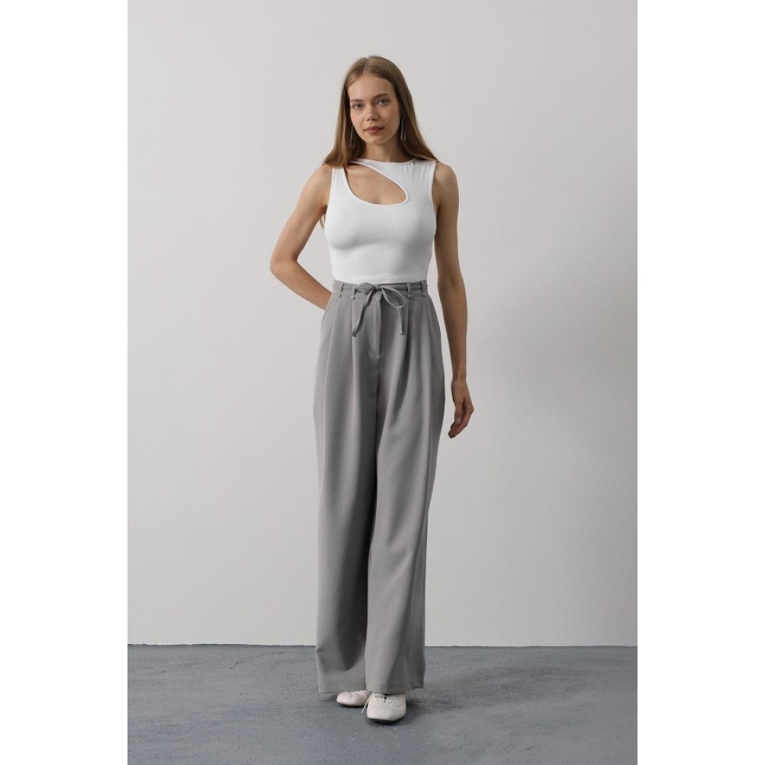 Pileli Bağcıklı Oversize Pantolon - Gri 162830 Pileli Bağcıklı Oversize Pantolon - Gri 162830