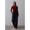 Beli Lastikli Bol Paça Pantolon - Lacivert-Beyaz 154074