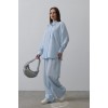Çizgili Cep Detaylı Oversize Takım - Bebe Mavisi 152830 Çizgili Cep Detaylı Oversize Takım - Bebe Mavisi 152830