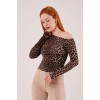 Düşük Omuz Detaylı Leopar Desen Bluz 147556 Düşük Omuz Detaylı Leopar Desen Bluz 147556