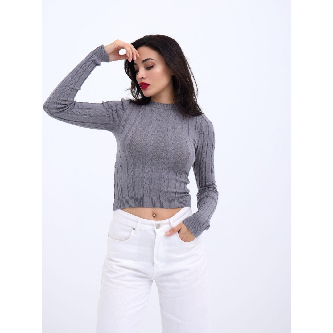 42491 TRİKO SAÇ ÖRGÜ CROP KAZAK-GRİ 143997 42491 TRİKO SAÇ ÖRGÜ CROP KAZAK-GRİ 143997