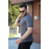 Erkek Bisiklet Yaka örgü Desenli Kısa örme Triko Kısa Kollu T-shirt 161503