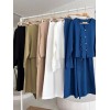 Önü İnce Kordon Detaylı Ve Double Paça Pantolonlu Takım 10180 159420 Önü İnce Kordon Detaylı Ve Double Paça Pantolonlu Takım 10180 159420