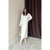Beyaz Kemerli Triko Elbise - 148253