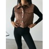 DERİ CROP YELEK - Kahverengi 150465 DERİ CROP YELEK - Kahverengi 150465
