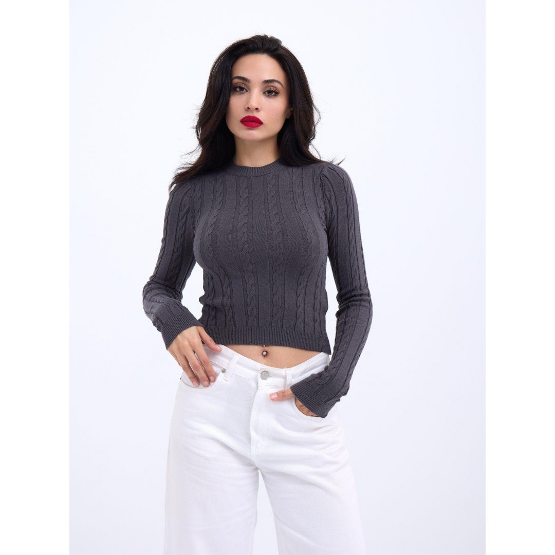 42491 TRİKO SAÇ ÖRGÜ CROP KAZAK-ANTRASİT 143999 42491 TRİKO SAÇ ÖRGÜ CROP KAZAK-ANTRASİT 143999