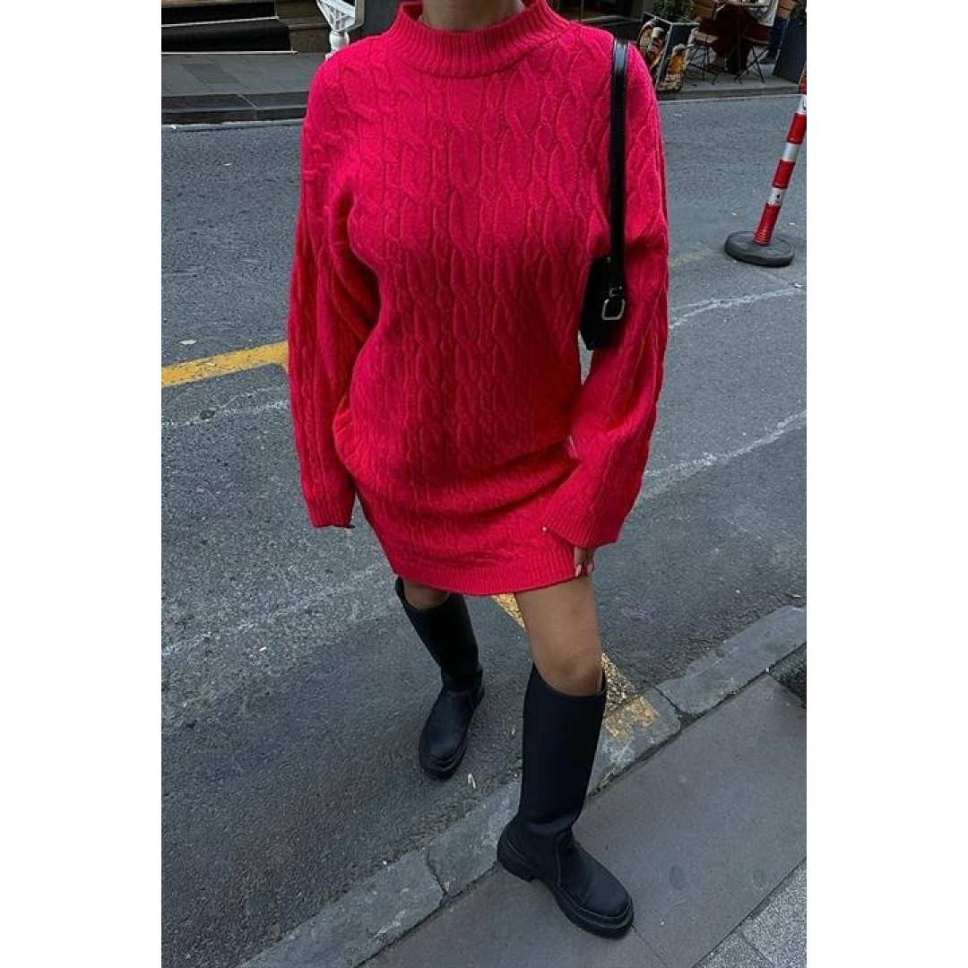Melanie Örgü Desen Mini Elbise 2537-02