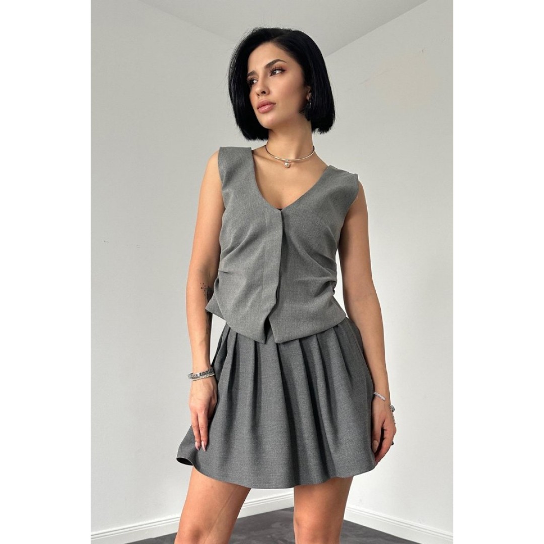 Gri Pilikaşe Mini Etek 153305 Gri Pilikaşe Mini Etek 153305