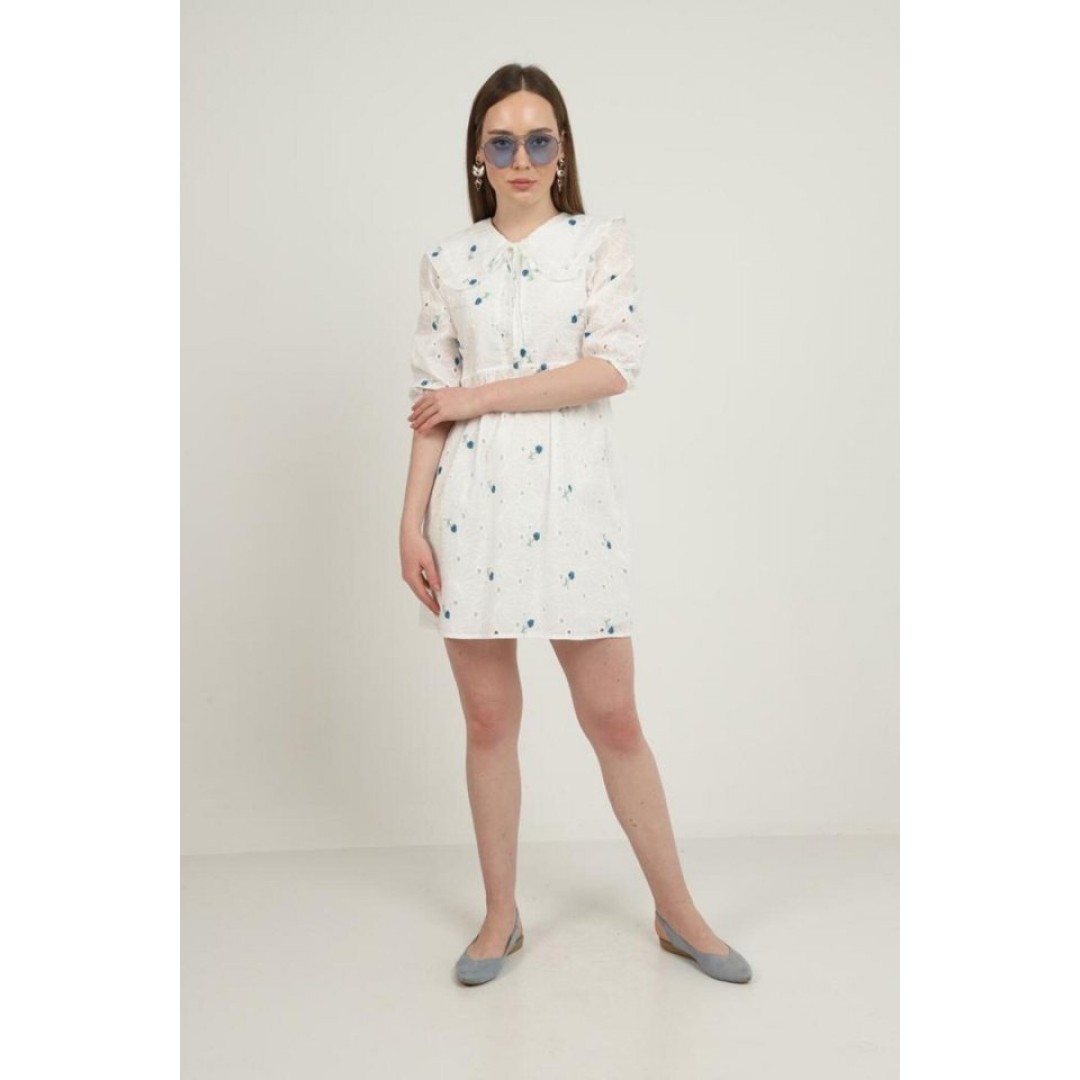 İndigo Bebe Yakalı Brode Elbise - 149401 İndigo Bebe Yakalı Brode Elbise - 149401
