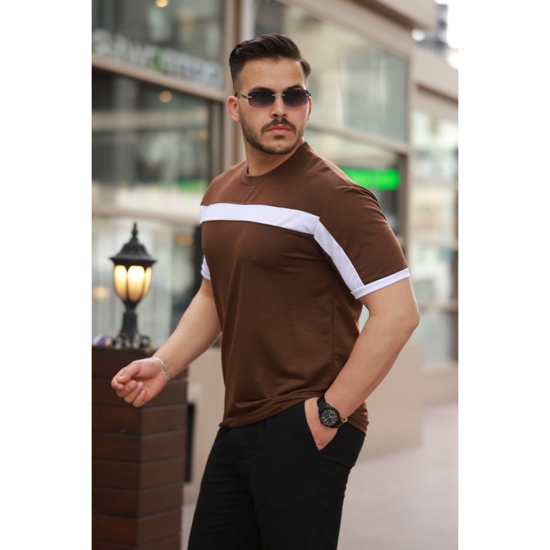Erkek şerit Detaylı Kısa Kollu T-shirt 160884