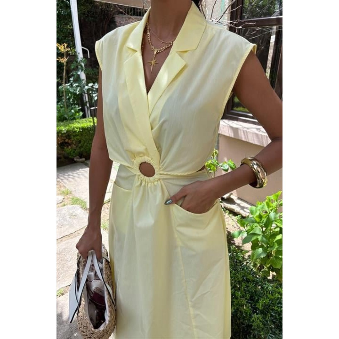 Göbeği Halka Detaylı Midi Boy Elbise 2896 - 160787 Göbeği Halka Detaylı Midi Boy Elbise 2896 - 160787
