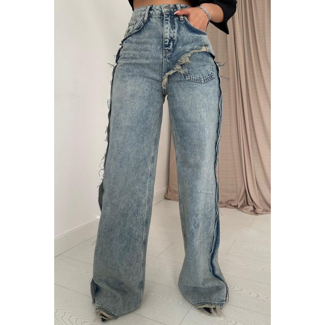 Kar Yıkama Yan Yırtmaçlı Jeans Pantolon 148318 Kar Yıkama Yan Yırtmaçlı Jeans Pantolon 148318