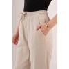 Cepli Belden Bağlamalı Paça Detaylı Krem Pantolon 149826 Cepli Belden Bağlamalı Paça Detaylı Krem Pantolon 149826