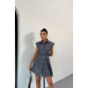 GÖMLEK ELBİSE KOLSUZ TENCEL KUMAŞ - Mavi - 158648 GÖMLEK ELBİSE KOLSUZ TENCEL KUMAŞ - Mavi - 158648