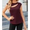 Kadın Sıfır Kol Pencere Detay Viskon T-shirt 159365
