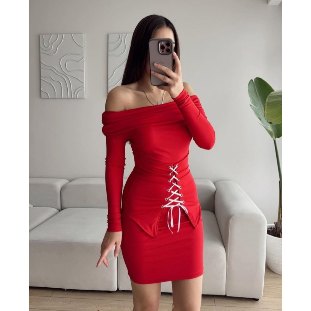 Bağcık Detaylı Straplez Elbise 158700 Bağcık Detaylı Straplez Elbise 158700