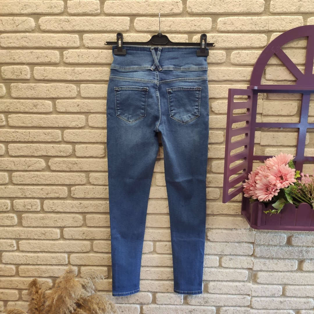 Yüksek Bel Likralı Jean Pantolon 90 Cm 47252
