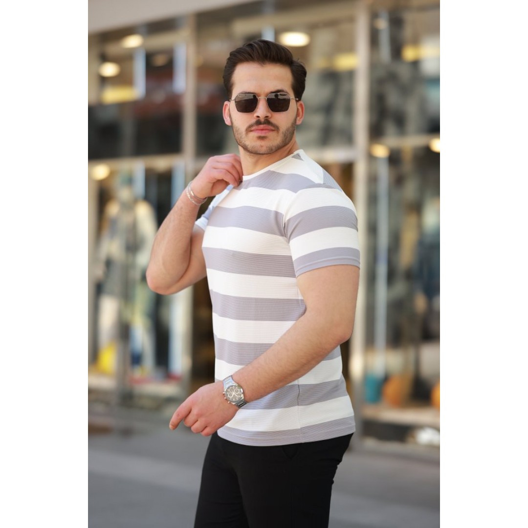 Erkek çift Renk Pamuklu örme Kumaş Kısa Kollu T-shirt 159921 Erkek çift Renk Pamuklu örme Kumaş Kısa Kollu T-shirt 159921