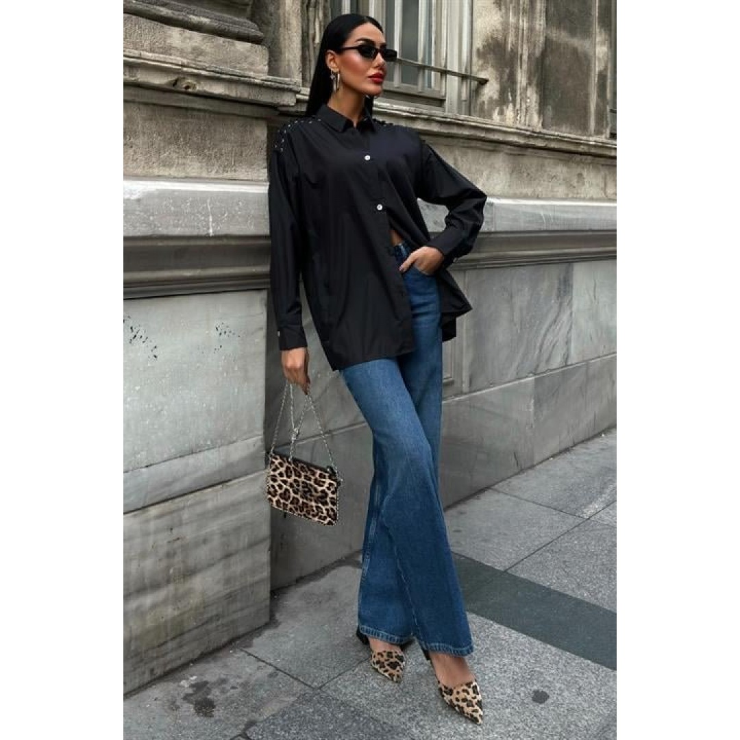 Kuşgözü Ve Biye Detaylı Poplin Gömlek 3419 158446 Kuşgözü Ve Biye Detaylı Poplin Gömlek 3419 158446