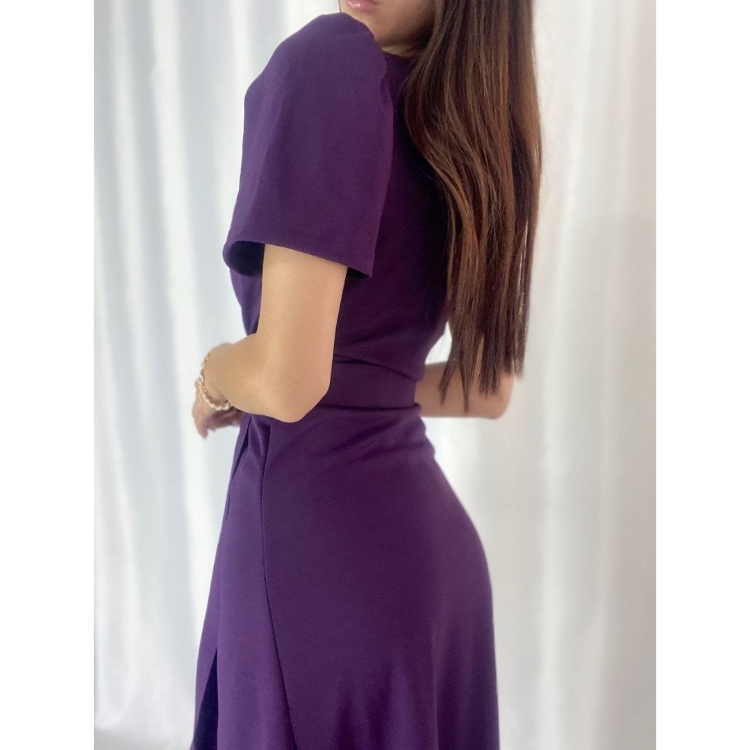 Kadın Kruvaze Yaka Midi Boy Kuşaklı Krep Elbise 120 Cm - 54532 Kadın Kruvaze Yaka Midi Boy Kuşaklı Krep Elbise 120 Cm - 54532