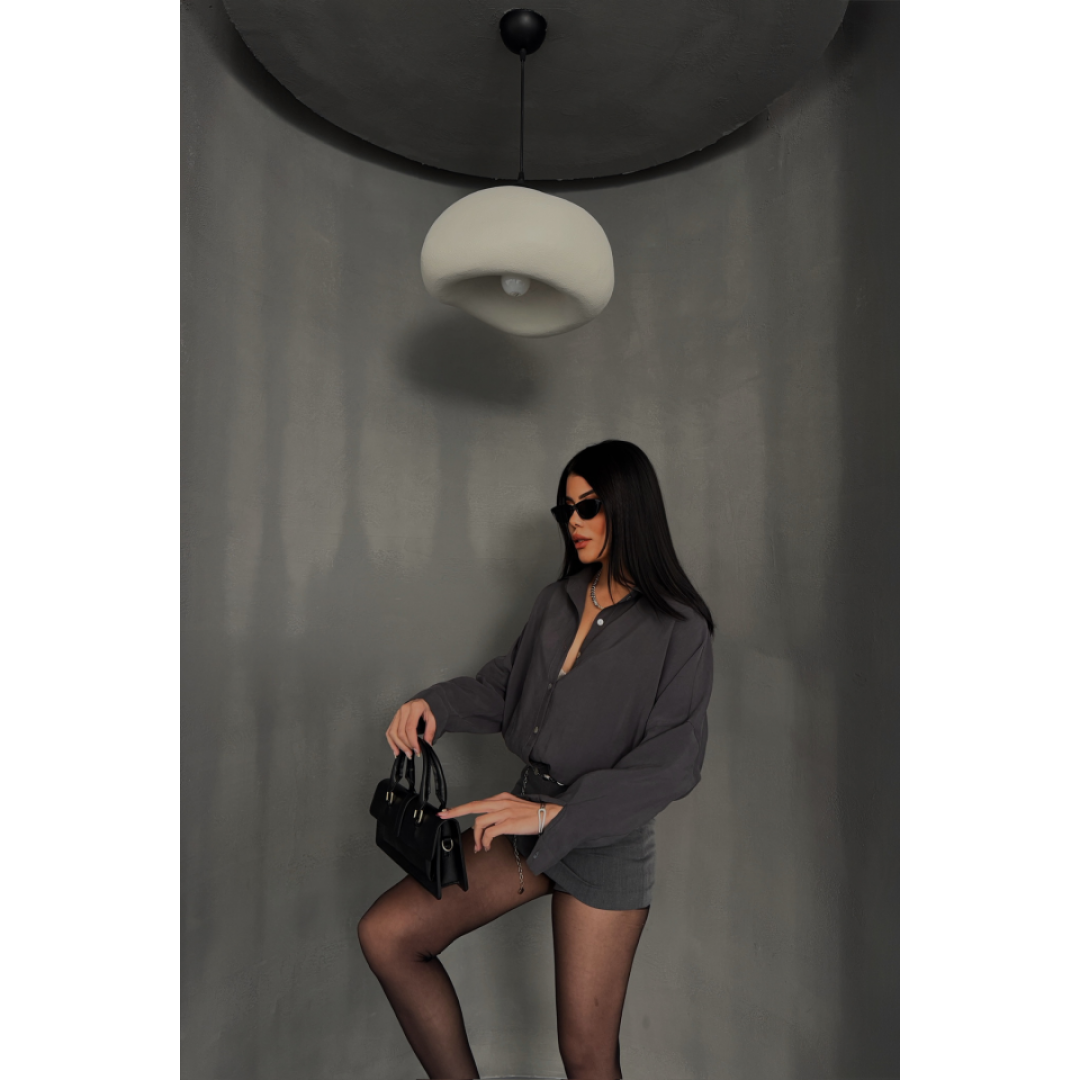 BOYFRİEND GÖMLEK MODAL KUMAŞ OVERSİZE - Antrasit - 153599