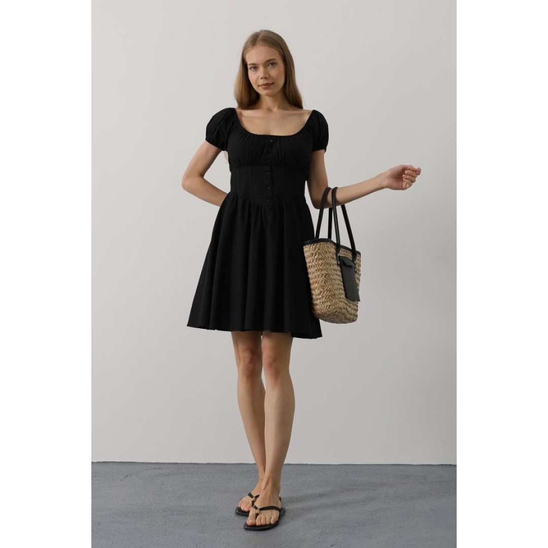 Beli Korseli Mini Elbise - Siyah - 162836 Beli Korseli Mini Elbise - Siyah - 162836