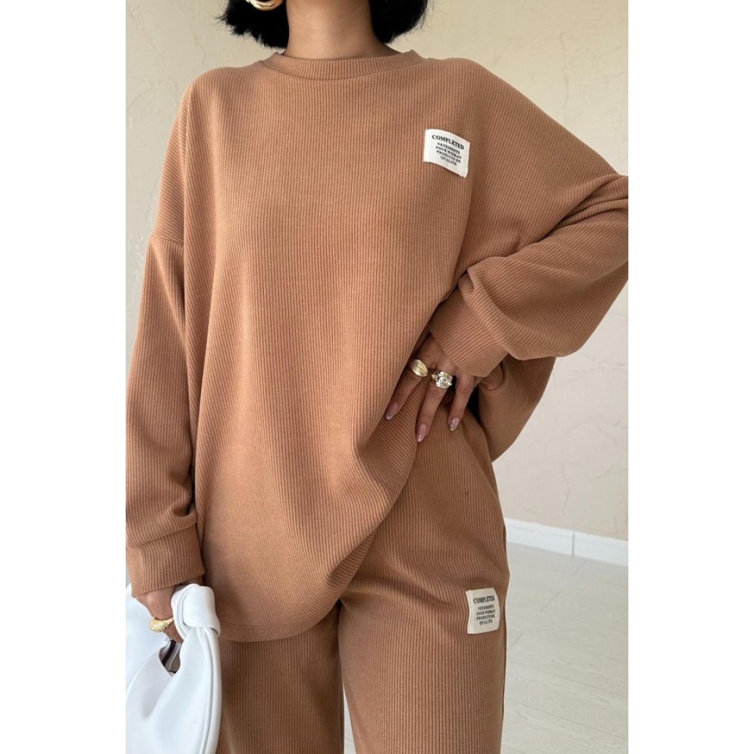 Camel Klasik Fitilli Kazak Ve Pantolon Takım 152334 Camel Klasik Fitilli Kazak Ve Pantolon Takım 152334