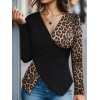 Kadın Uzun Kollu Kruvaze Yakalı Leopar Desen Detaylı Viskon Bluz - 140559 Kadın Uzun Kollu Kruvaze Yakalı Leopar Desen Detaylı Viskon Bluz - 140559