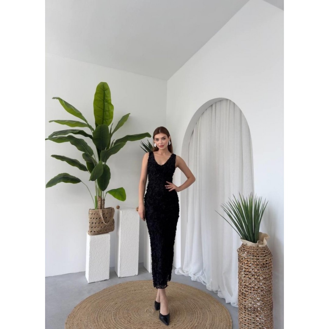 Kren Gül Detaylı Elbise - 162376 Kren Gül Detaylı Elbise - 162376