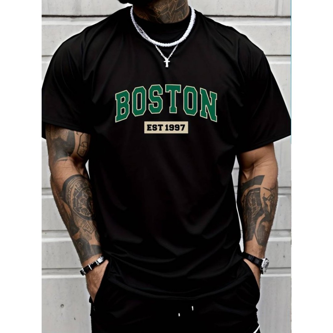 Erkek Boston Baskılı Süprem T-shirt