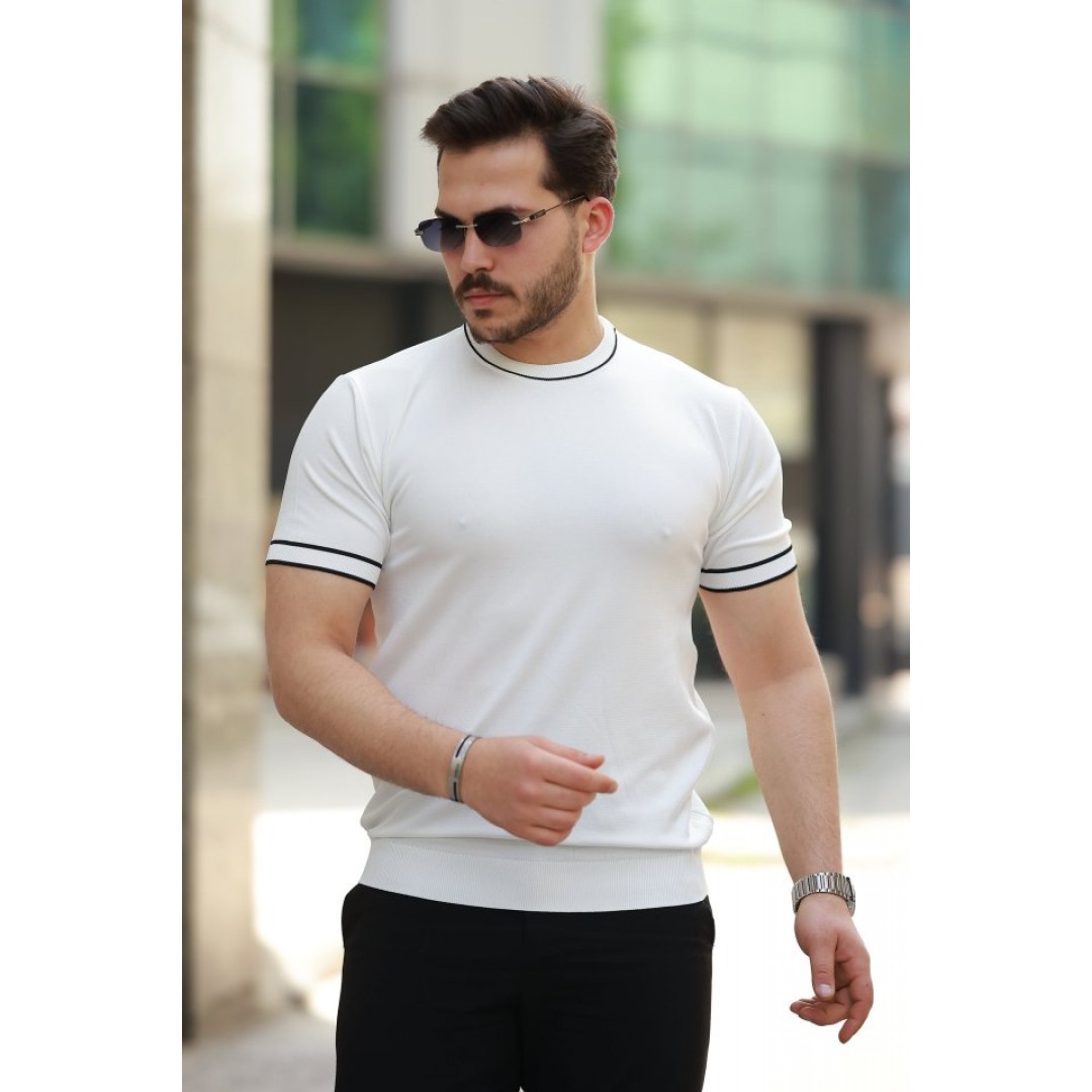 Erkek Bisiklet Yaka Ribanalı Kısa Kollu Tshirt - 159175 Erkek Bisiklet Yaka Ribanalı Kısa Kollu Tshirt - 159175