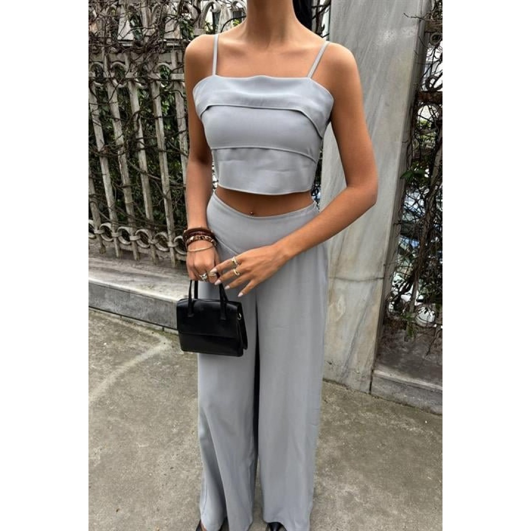 Crop Plazzo Pantolon Takım 10155-08 159246 Crop Plazzo Pantolon Takım 10155-08 159246