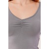 Geniş Yaka Gri Basic Body Bluz 148077