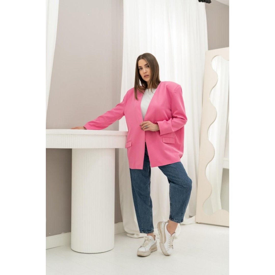 Pembe Eteği Lastikli Ceket