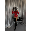PARLAK OMUZ DRAPELİ BODYSUİT - Kırmızı 153429 PARLAK OMUZ DRAPELİ BODYSUİT - Kırmızı 153429