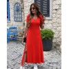 Kadın Kısa Kollu V Yaka Maxi Boy Elbise 124 Cm - 54826 Kadın Kısa Kollu V Yaka Maxi Boy Elbise 124 Cm - 54826