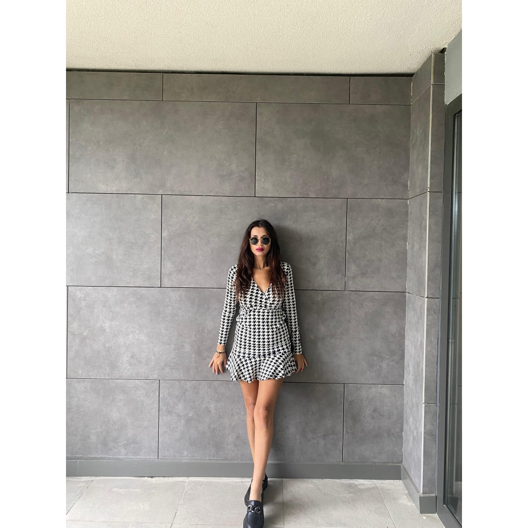 Kadın Uzun Kollu Kruvaze Yaka Kazayağı Mikro Mini Boy Elbise - 132695 Kadın Uzun Kollu Kruvaze Yaka Kazayağı Mikro Mini Boy Elbise - 132695