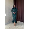 Zümrüt Önü Büzgülü Şifon Elbise 152309