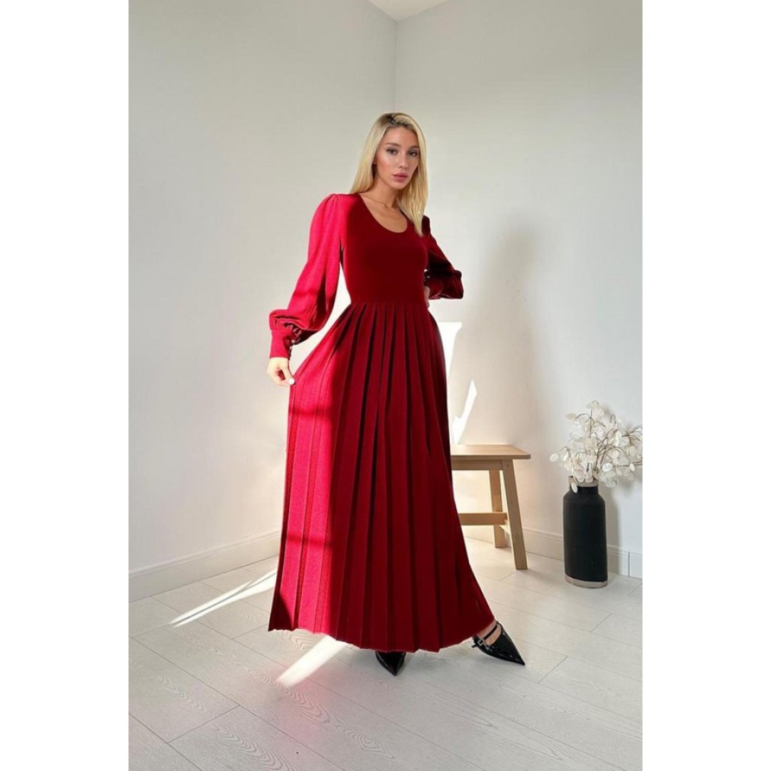 Bordo Bisiklet Yaka Elbise - 153037 Bordo Bisiklet Yaka Elbise - 153037