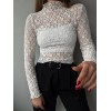 Kadın Likralı Dantel Transparan Uzun Kol Crop Bluz - 156150 Kadın Likralı Dantel Transparan Uzun Kol Crop Bluz - 156150
