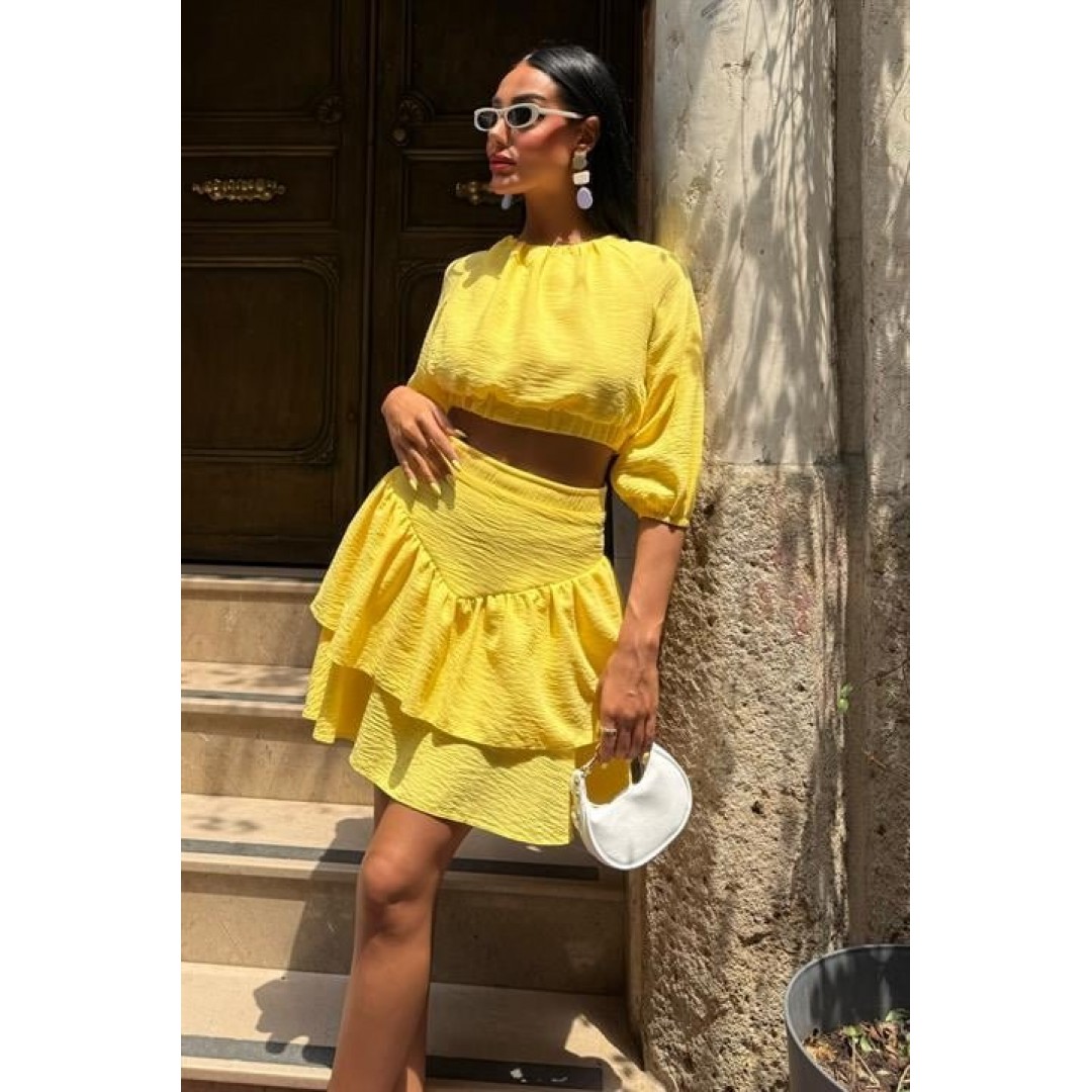 Crop Bluz Ve Kat Kat Etekli Takım 10207 163477 Crop Bluz Ve Kat Kat Etekli Takım 10207 163477