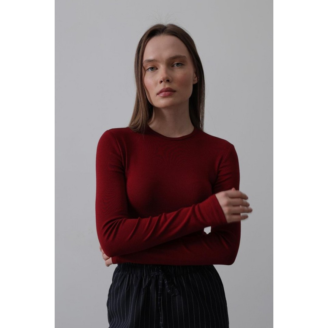 Uzun Kol Crop Top - Bordo 154054 Uzun Kol Crop Top - Bordo 154054