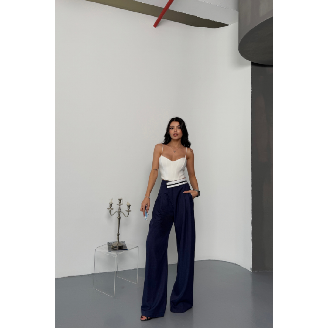 PANTOLON BEL ŞERİT DETAYLI - Lacivert 153639 PANTOLON BEL ŞERİT DETAYLI - Lacivert 153639