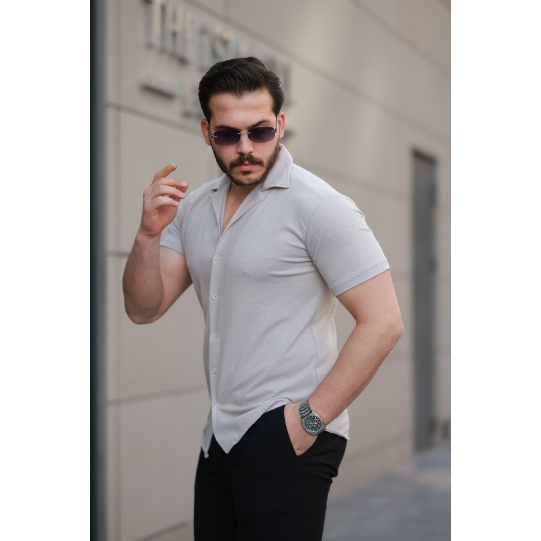 Erkek Kısa Kollu örme Kumaş Pamuklu Gömlek 157298