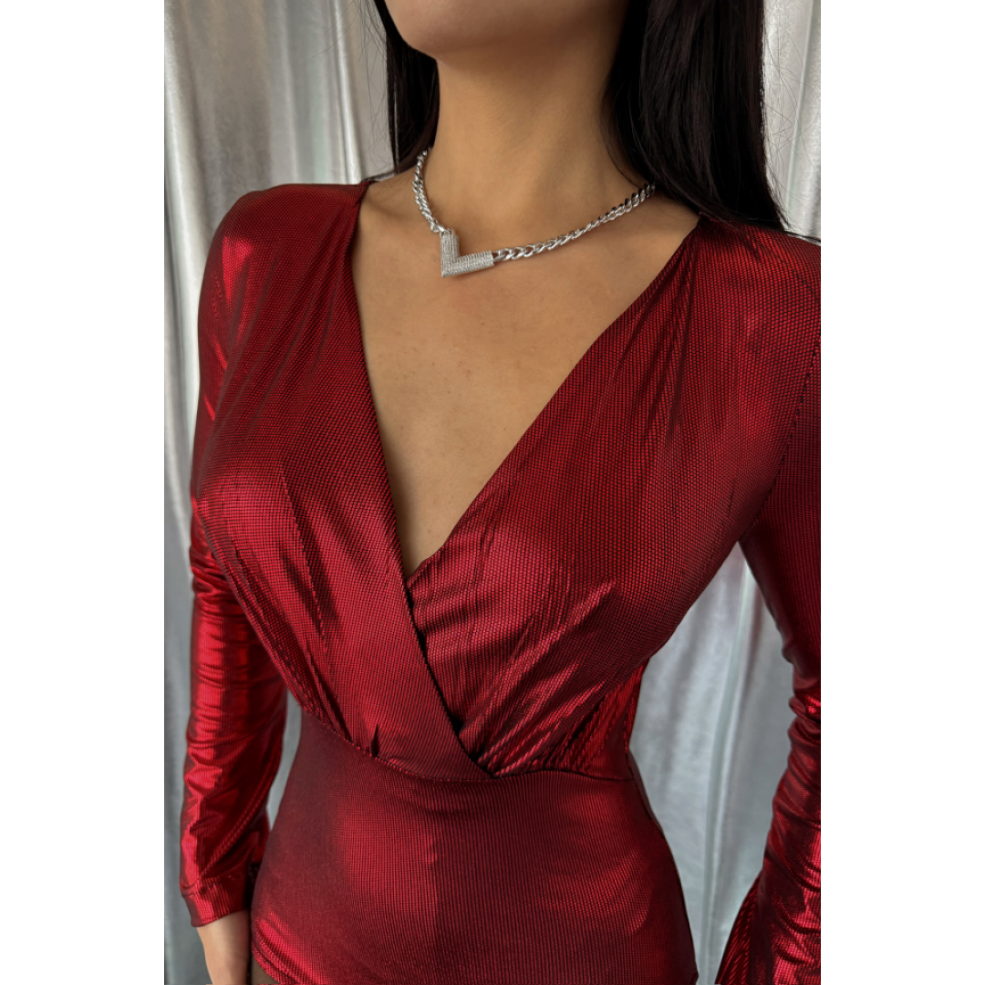 PARLAK KRUVAZE BODYSUİT - Bordo 153427 PARLAK KRUVAZE BODYSUİT - Bordo 153427