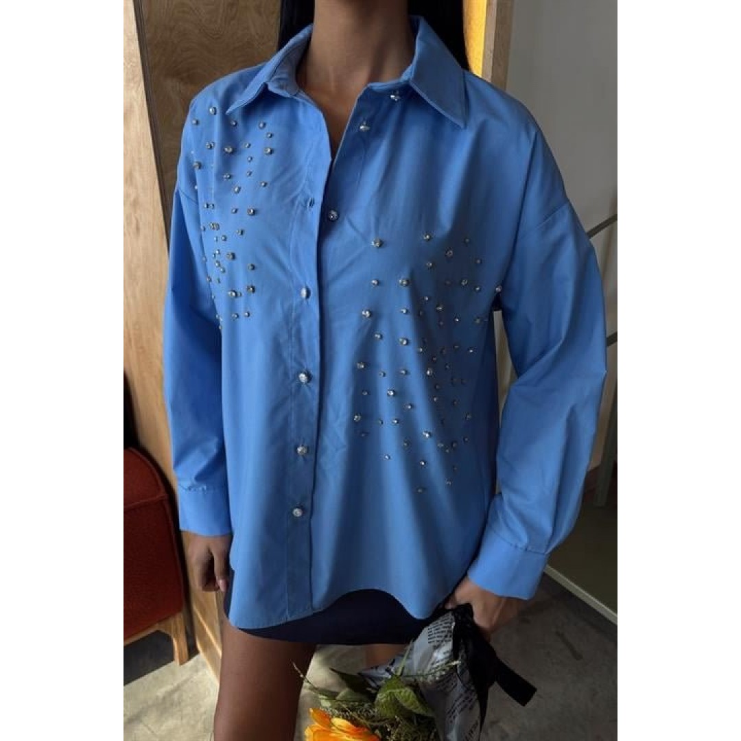 Kristal Taş Çakımlı Poplin Gömlek 3413 158518 Kristal Taş Çakımlı Poplin Gömlek 3413 158518