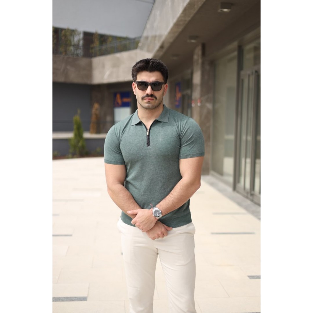 Erkek Polo Yaka Fermuar Detaylı Tişört 154554 Erkek Polo Yaka Fermuar Detaylı Tişört 154554