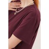 Yırtmaç Detaylı Kısa Kollu Salaş Maxi Bordo Elbise 149871 Yırtmaç Detaylı Kısa Kollu Salaş Maxi Bordo Elbise 149871