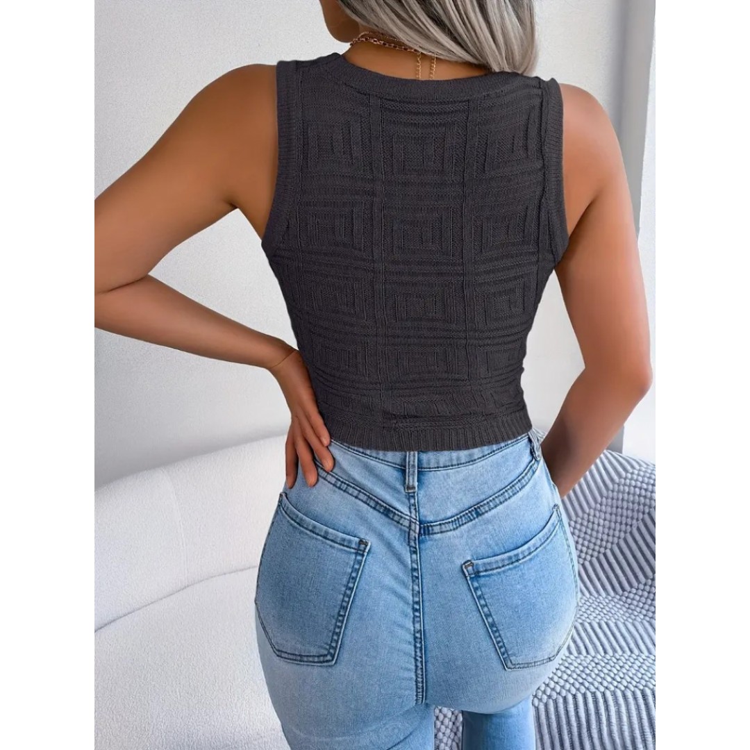 Kadın Askılı Bisiklet Yaka Güpüs Dekolteli Triko Crop Bluz 157309 Kadın Askılı Bisiklet Yaka Güpüs Dekolteli Triko Crop Bluz 157309