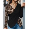 Kadın Uzun Kollu Kruvaze Yakalı Leopar Desen Detaylı Viskon Bluz - 140559 Kadın Uzun Kollu Kruvaze Yakalı Leopar Desen Detaylı Viskon Bluz - 140559